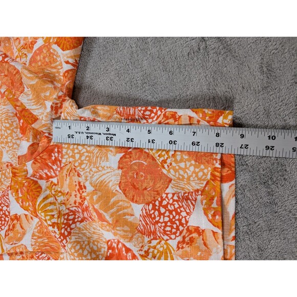 LOFT Peyton Shorts 8 Orange White Seashell Linen Blend Pleated Summer - Picture 10 of 10